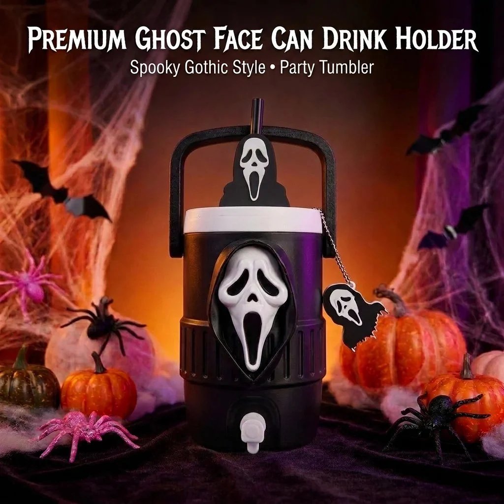 🔥HOT SALE🔥3D Scream Ghost Face Portable Handle Tumbler – Gothic Horror Aesthetic Cup Full Listing