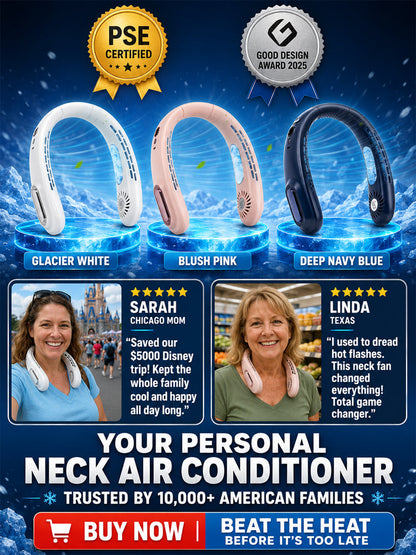 [Wearable Air Conditioner] Cooling Neck Fan —Instant 5C Cooling | 50% Off Today 🌬️ Whisper Quiet Tech🍃
