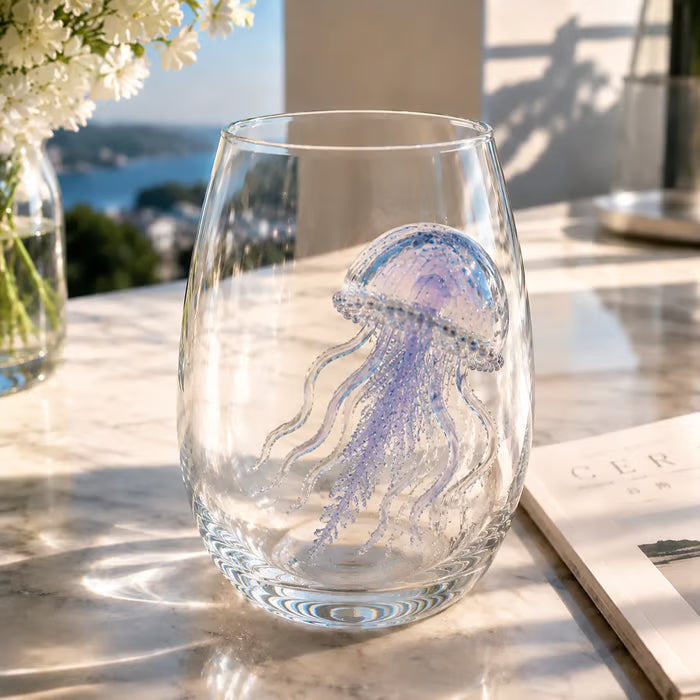 🌊 Artisanal 3D Ocean Life Glass – A Tiny Underwater World in Every Sip ✨