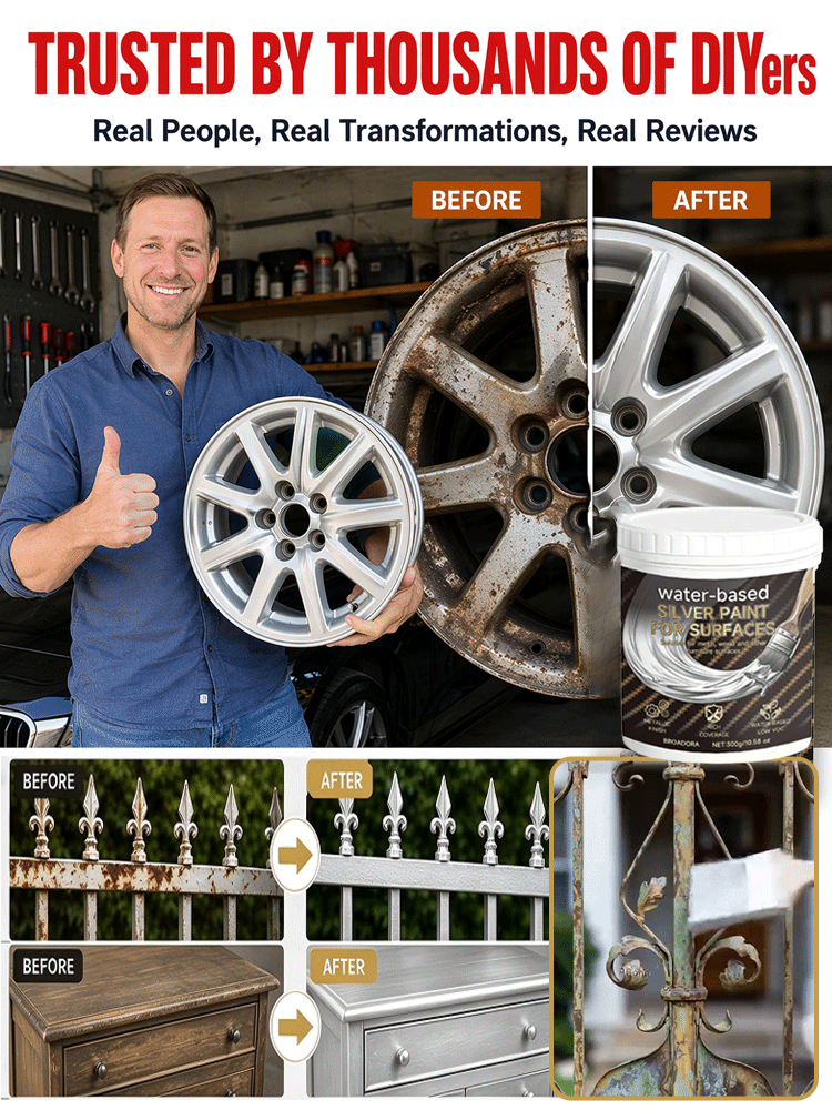[Silver paint identical to that used by the shipyard] ✨ Water-Based Metallic Silver Paint | One-Coat Rust Eradicator & Mirror Finish | Low VOC & Safe Indoors 🛡️