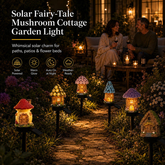 🔥Last Day 55% OFF 🔥 Solar Fairy-Tale Mushroom Cottage Garden Light