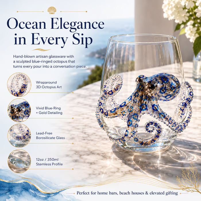 🌊 Artisanal 3D Ocean Life Glass – A Tiny Underwater World in Every Sip ✨