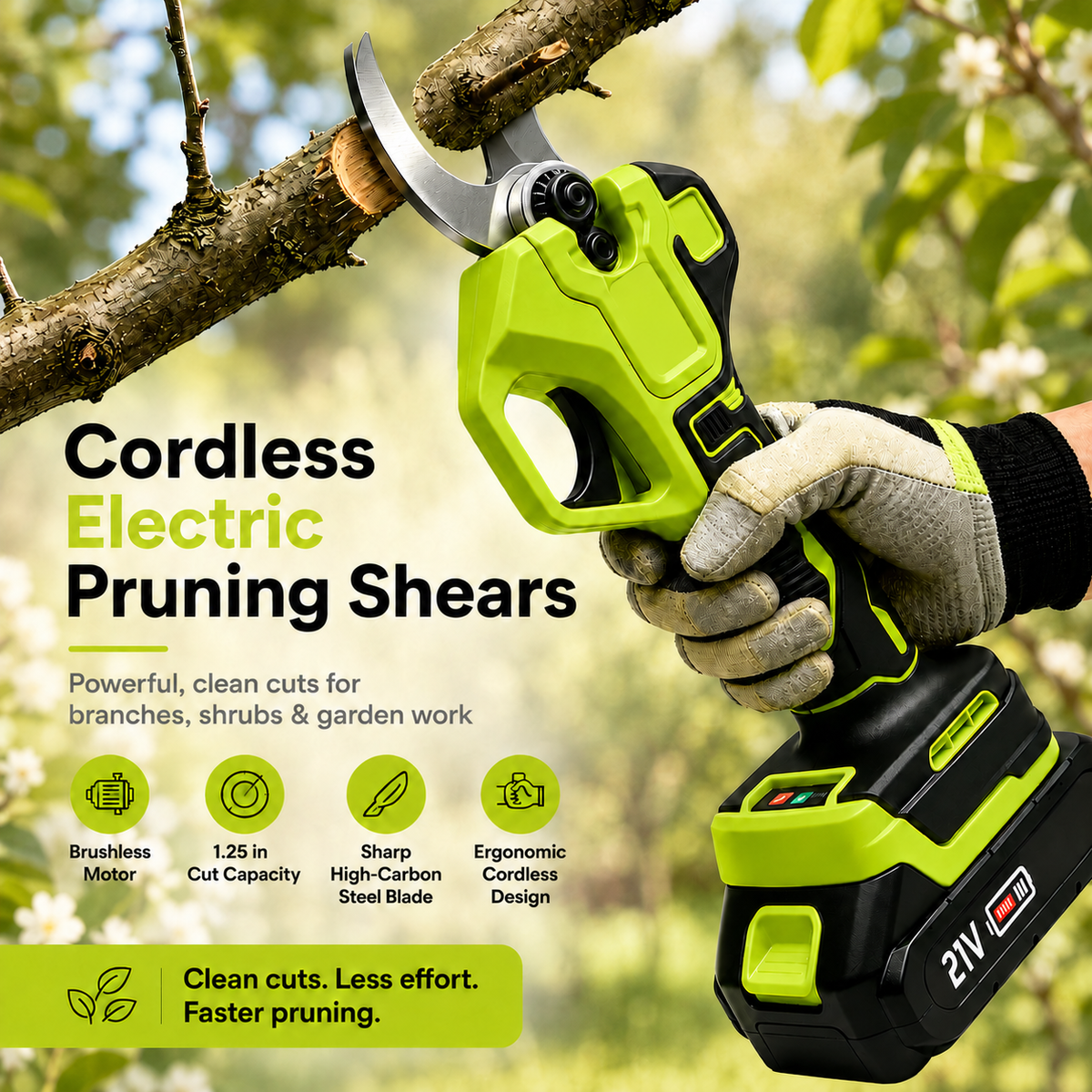 🌿 Cordless Electric Pruning Shears – Easily Cut Tree Branches ⚡
