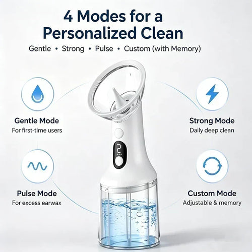 👂Electric Ear Wax Removal Kit, Safe Gentle Ear Irrigation Cleaner Tool with 4 Pressure Settings, LED Display, IPX7 Waterproof Dual-Chamber Ear Care Device | Free Shipping