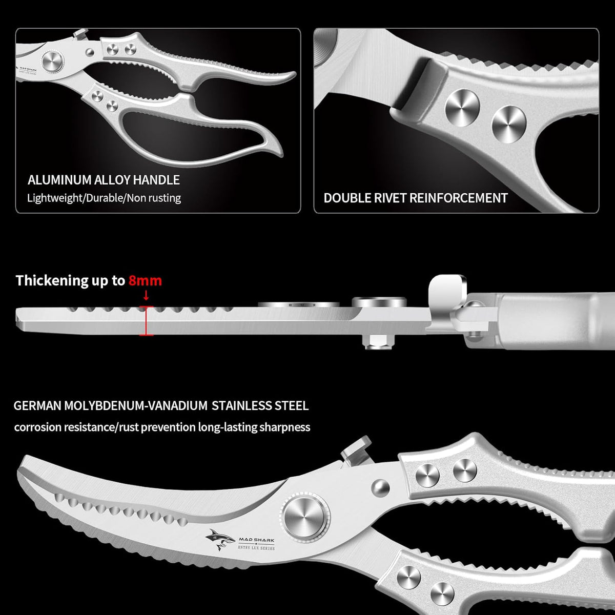 ✂️ LIMITED TIME 50% OFF! ⚡ Heavy-Duty Multifunction Kitchen Shears – 4-in-1 Tool with Fish Scaler, Bottle Opener & Safety Lock 🔪
