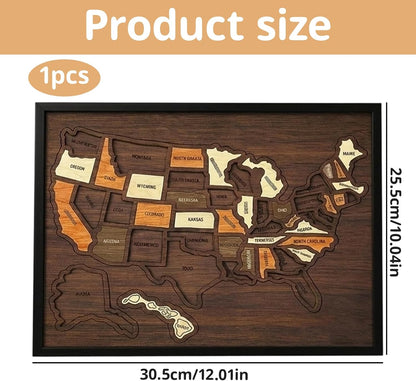 🔥Limited 49% off - USA Wooden Travel Map Puzzle for Adventure Lovers