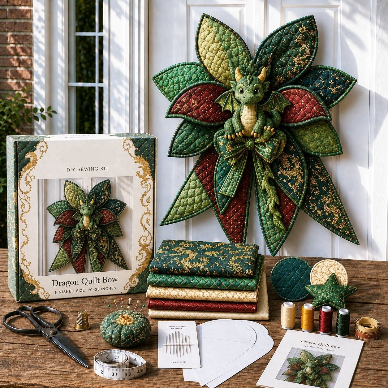 ⏳ Last Day 49% OFF – 🎀 Beginner-Friendly Oversized Quilted Bow Sewing Kit | Coordinated Printed Fabrics, Batting, Pre-Designed Templates & Complete Supplies for a Full 23–25 in 3D Statement Bow ✨