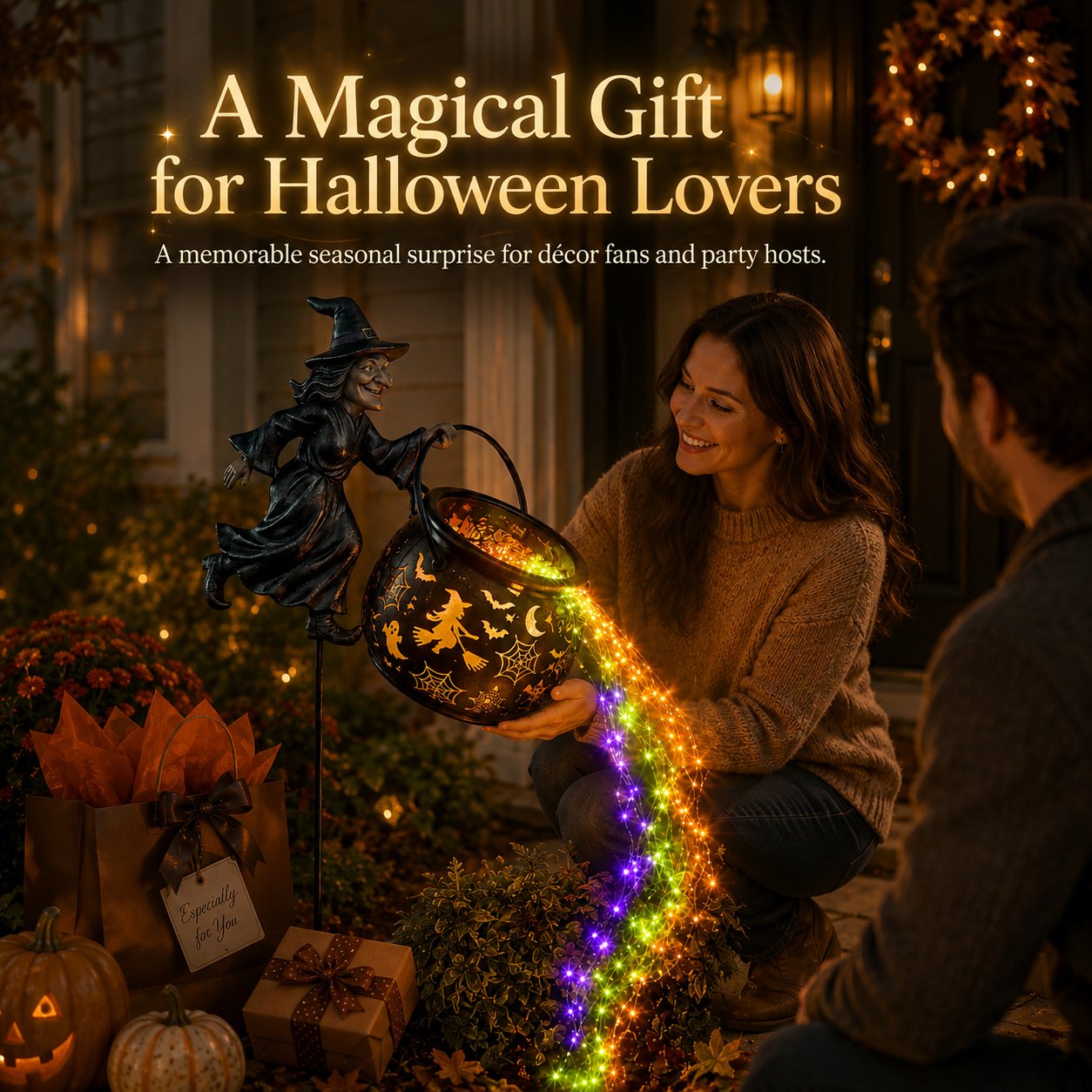 🎃 Halloween Witch Cauldron Solar Garden Light - 🧙Magical Outdoor Halloween Décor