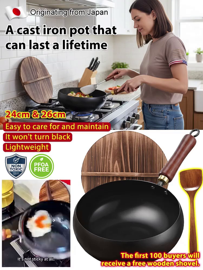 🥘 Authentic Handmade Pure Iron Pan | PFOA-Free | All Stoves Compatible | Physical Non-Stick | Boost Iron Levels ✨