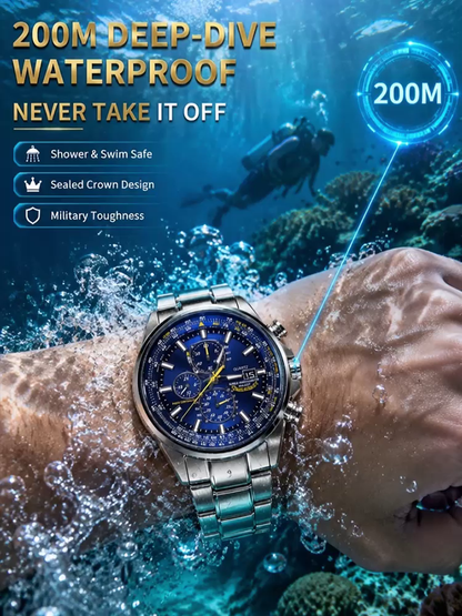 ⌚ Swiss Pilot Watch｜Authentic Swiss‑handcrafted, microscope‑calibrated movement, lifetime‑no‑replace solar movement, professional 20ATM waterproof 💧