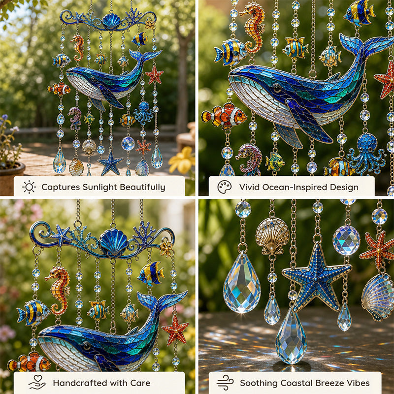 🌊 Sparkling Ocean Suncatcher – Dolphin, Whale & Sea Turtle Hanging Decor ✨