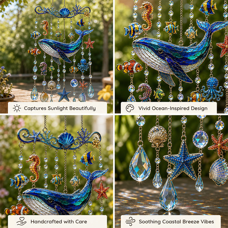 🌊 Sparkling Ocean Suncatcher – Dolphin, Whale & Sea Turtle Hanging Decor ✨
