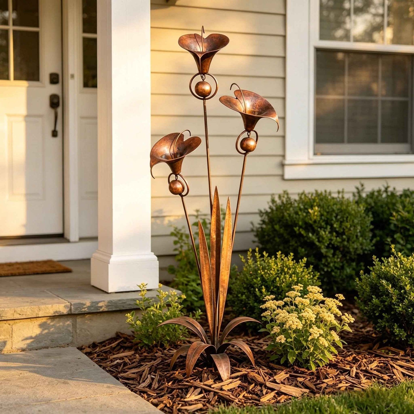 🏡 Three Blue Bellflower Garden Stakes with Bells — Lawn & Garden Decor
