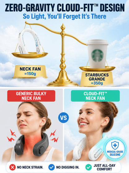 [Wearable Air Conditioner] Cooling Neck Fan —Instant 5C Cooling | 50% Off Today 🌬️ Whisper Quiet Tech🍃