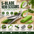 ✂️🌿5-Blade Stainless Steel Herb Scissors with Cleaning Brush & Protective Cover