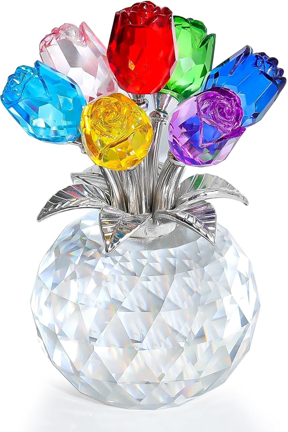 ❤️🌹Colorful Rose Flower Collectible Figurine with Vase
