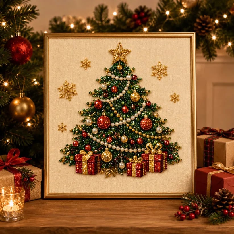 🧘Relaxing & Beginner Friendly -🌲DIY Pearl Diamond Painting Art  Christmas Series Kit