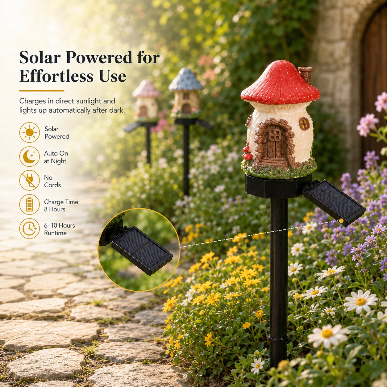 🔥Last Day 55% OFF 🔥 Solar Fairy-Tale Mushroom Cottage Garden Light