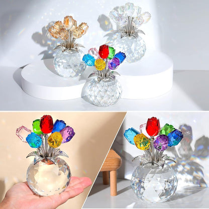 ❤️🌹Colorful Rose Flower Collectible Figurine with Vase