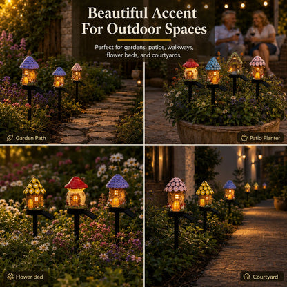 ⭐Zero Electric Bill! All Weather Fairy House Solar Garden Stake Lights