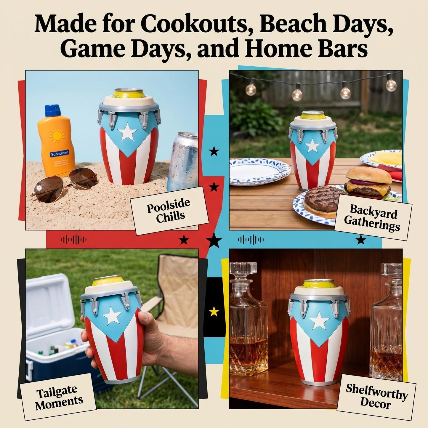 🎖️🪘Conga-Style Can Holder – Celebrate Caribbean Pride, One Sip at a Time