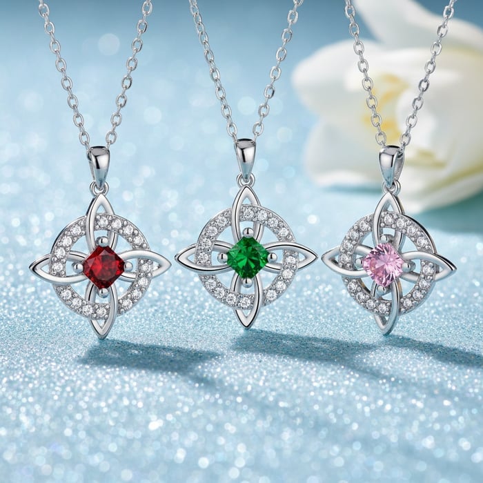 Mystical Birthstone Witches Knot Necklace – Natural Crystal 🔮💞Protect Your Loved Ones