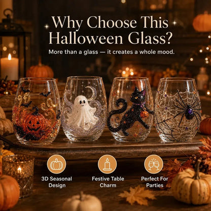 🔥 LAST DAY-60% OFF | 🎃 8-Piece 3D Sculpted Halloween Glass Set - Perfect for parties and cozy autumn bars