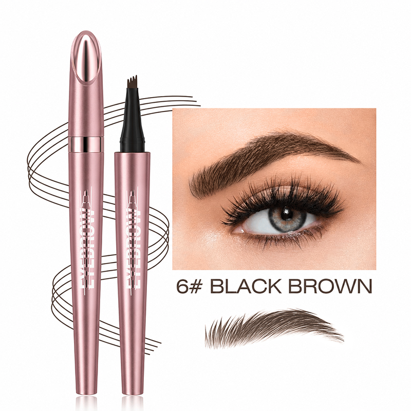 Waterproof Micro-Fork Eyebrow Pencil, Long-Lasting Brow Pen for Natural Hair-Like Strokes
