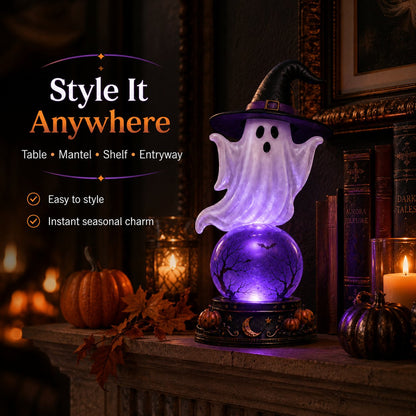 🎃Halloween Raven Crystal Ball Lighted Decor👻