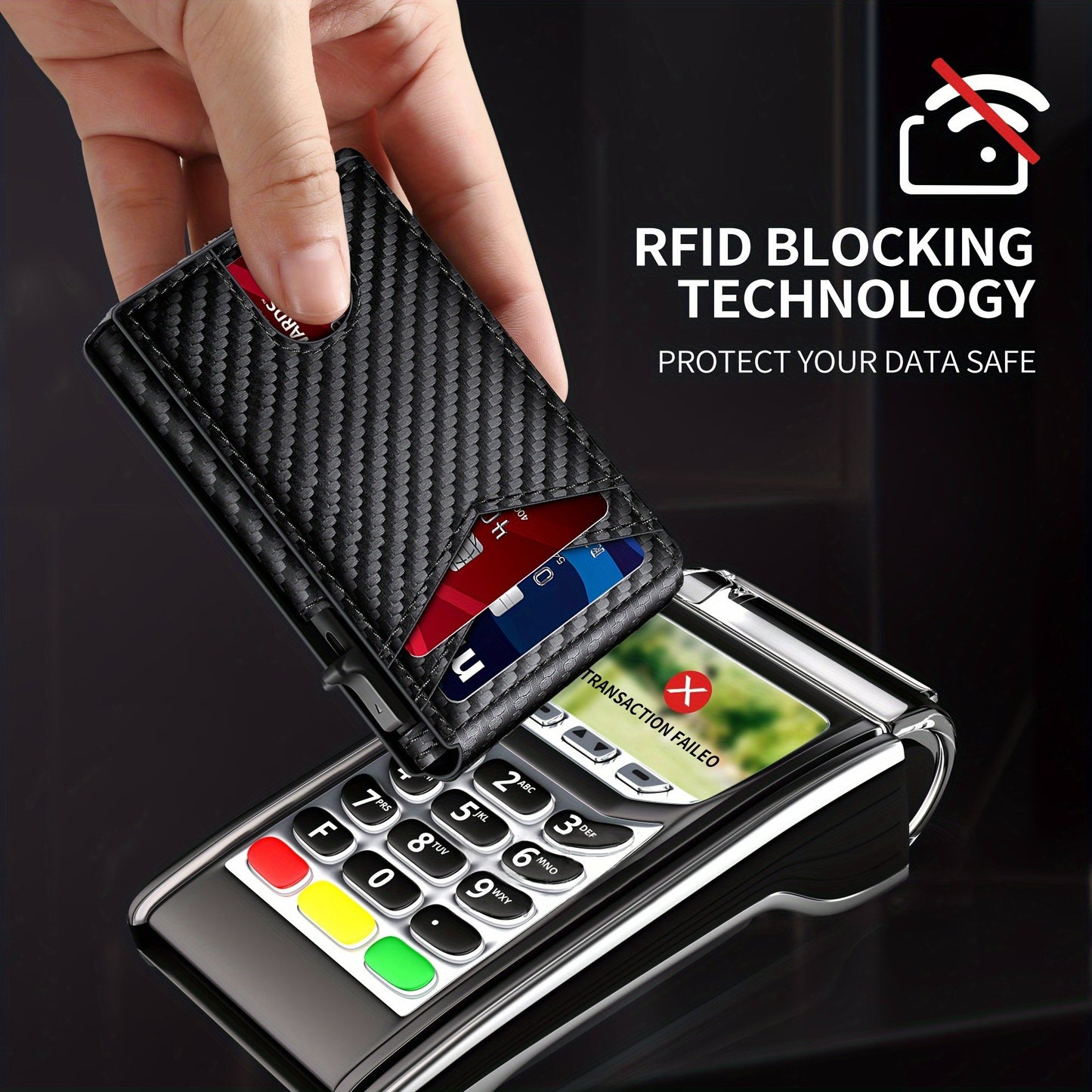 Minimalist Men's Slim Wallet: 9 - 13 Cards, Money Clip, ID Window. RFID - Blocking, Aluminum Bifold Pop - Up