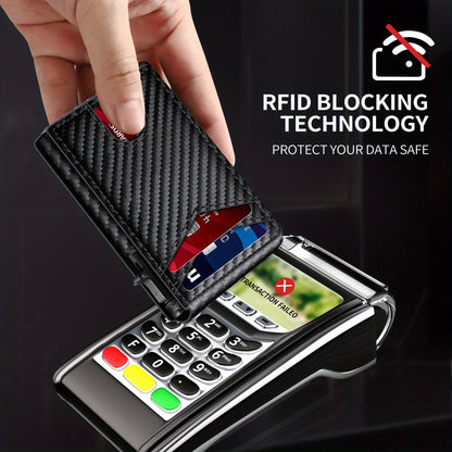 Minimalist Men's Slim Wallet: 9 - 13 Cards, Money Clip, ID Window. RFID - Blocking, Aluminum Bifold Pop - Up