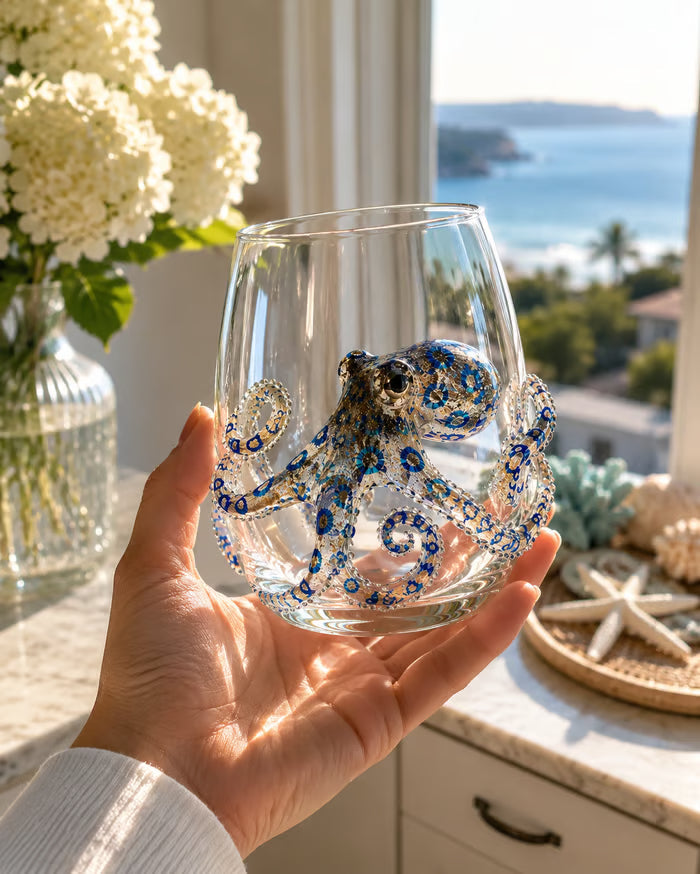 🌊 Artisanal 3D Ocean Life Glass – A Tiny Underwater World in Every Sip ✨