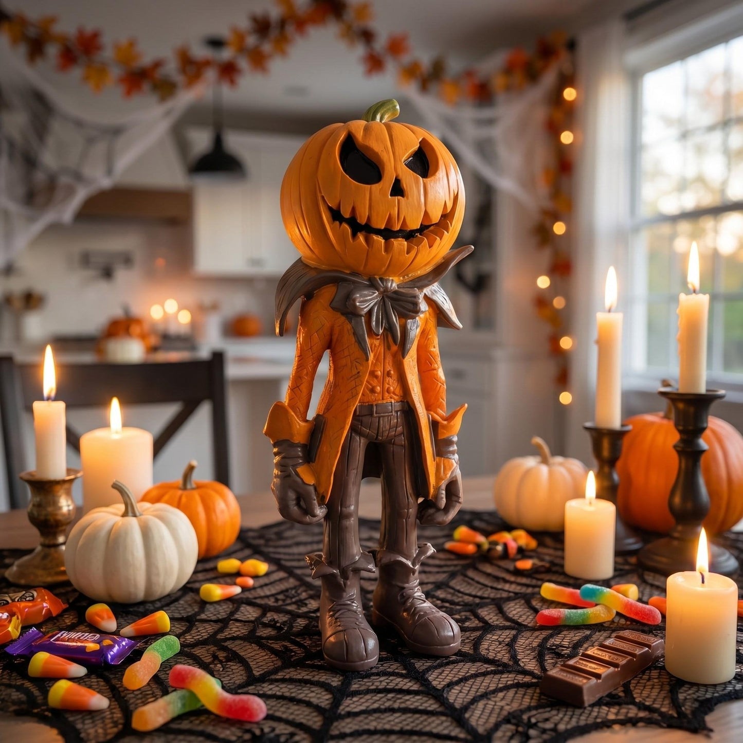 🎁✨️Only $38.98 This Week🌟🎃 Halloween Pumpkin Man Figurine – 👻Whimsical Autumn Tabletop Décor