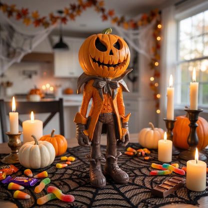 🎁✨️Only $38.98 This Week🌟🎃 Halloween Pumpkin Man Figurine – 👻Whimsical Autumn Tabletop Décor