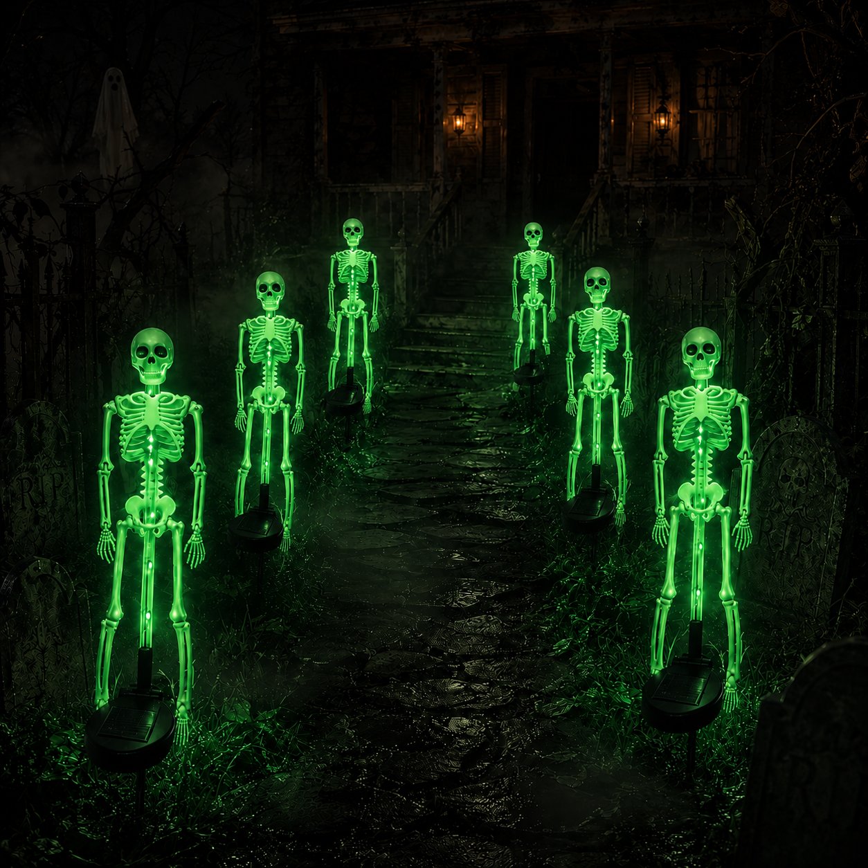 🔥HOT SALE💜💀 Solar Skeleton Yard Stake – Spooky Halloween Outdoor Light Decoration
