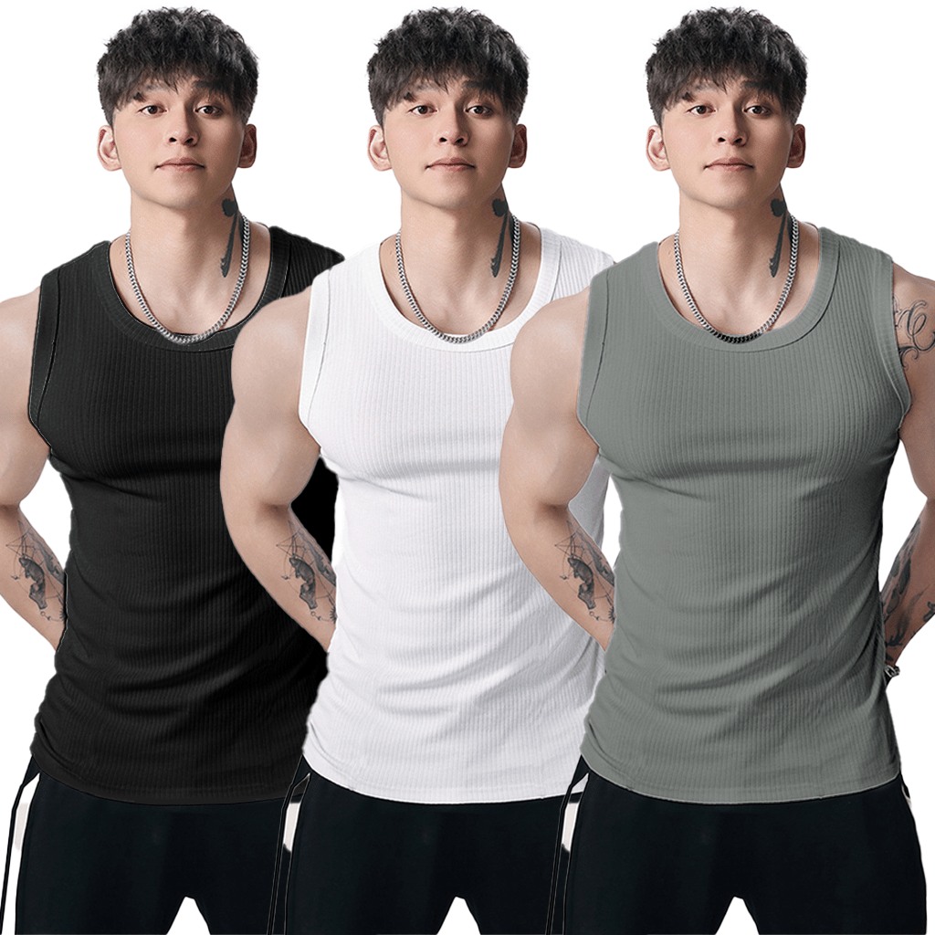 🔥Men's  Wide Strap Ribbed Tank Top