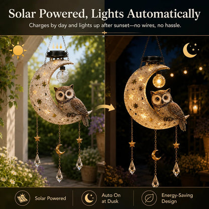 🎉 Solar Owl Moon Garden Light（21.3in*7.9in*13.0in）