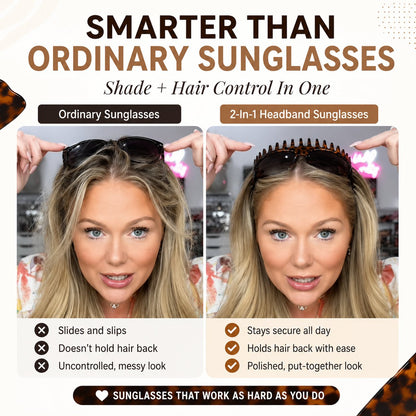 ⭐️Last Day 50% OFF😎 2-In-1 Tortoiseshell Headband Sunglasses – Stylish Shade & Hair Control in Seconds