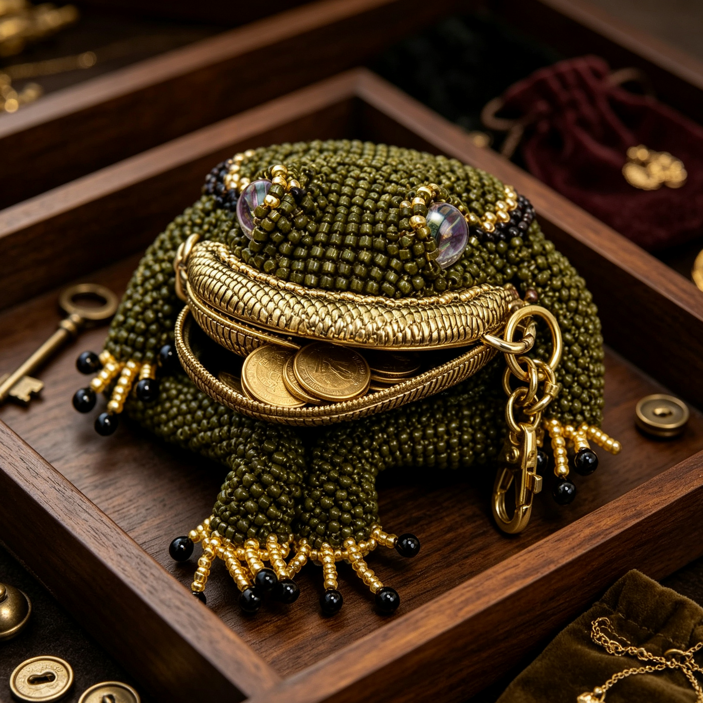 🐸 Frog Coin Purse Collection – Ready-Made Fabric Purse & Beaded Craft Kit
