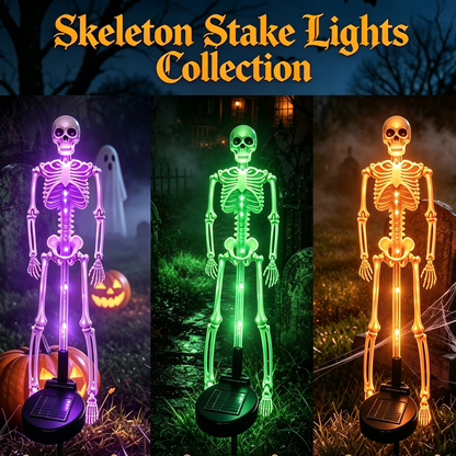🔥HOT SALE💜💀 Solar Skeleton Yard Stake – Spooky Halloween Outdoor Light Decoration