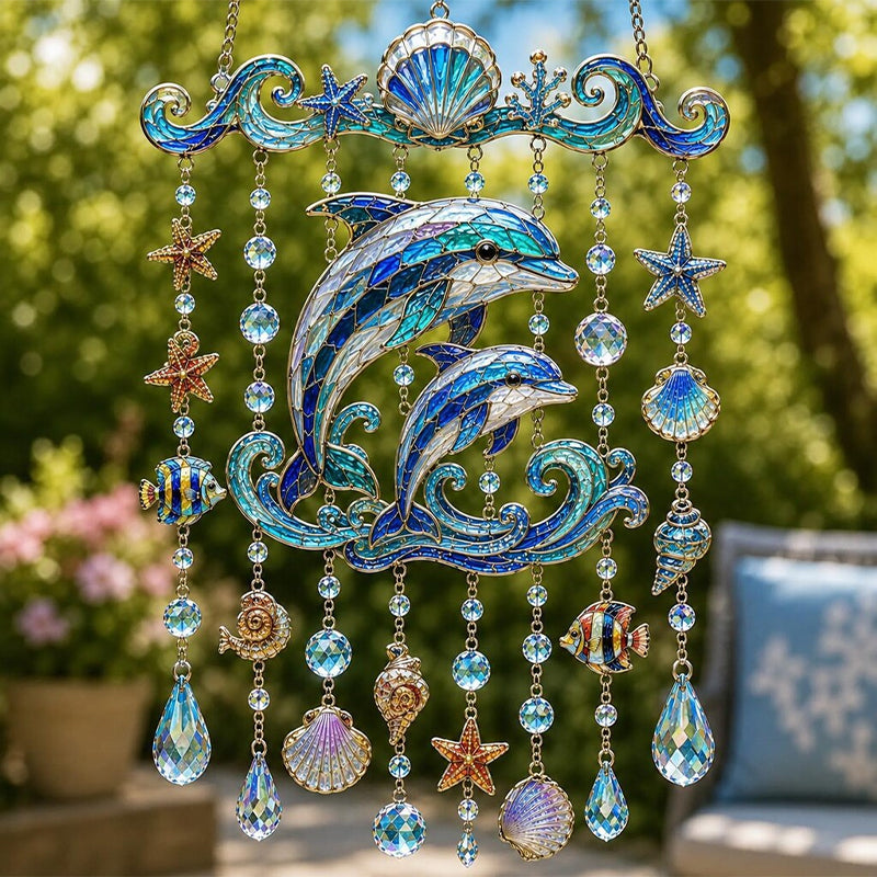 🌊 Sparkling Ocean Suncatcher – Dolphin, Whale & Sea Turtle Hanging Decor ✨