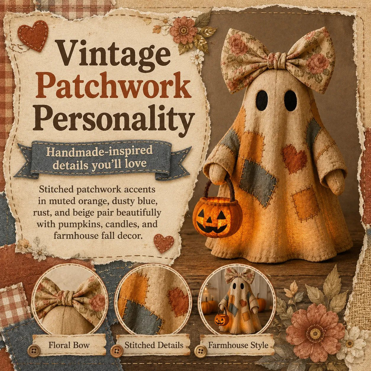 🎃LIMITED-TIME OFFER – Lighted Vintage Patchwork Ghost ✨