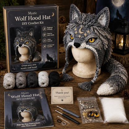 🔥LAST DAY 50% OFF - 🧵 Fantasy Hood Hat DIY Crochet Kit – Create Your Own Magical Wearable Character Hat
