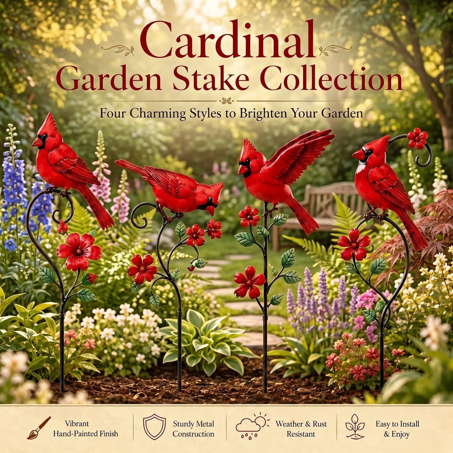 🐦 Red Cardinal Garden Stake Decoration – Bring Vibrant Color & Timeless Charm to Your Garden