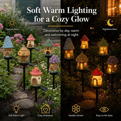 🌙✨✨Solar Mushroom Cottage Garden Light – Warm Fairy-Tale Glow for Flower Beds