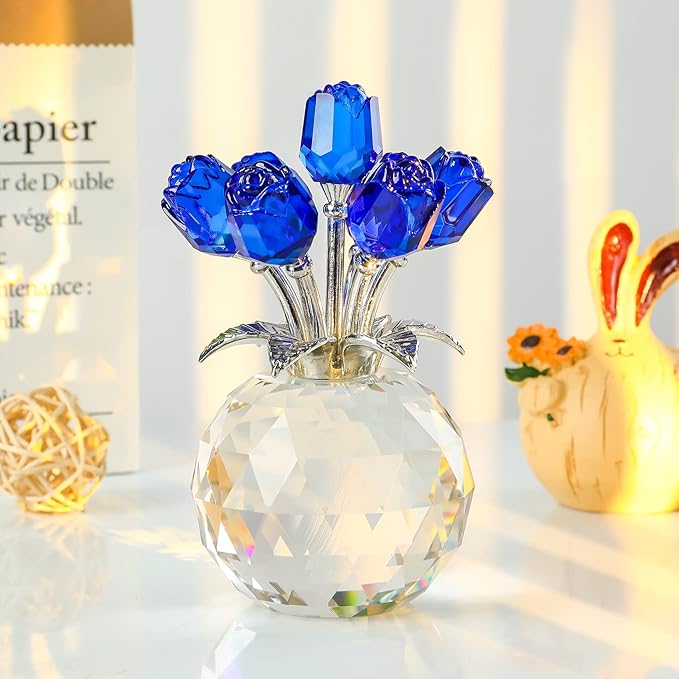 ❤️🌹Colorful Rose Flower Collectible Figurine with Vase