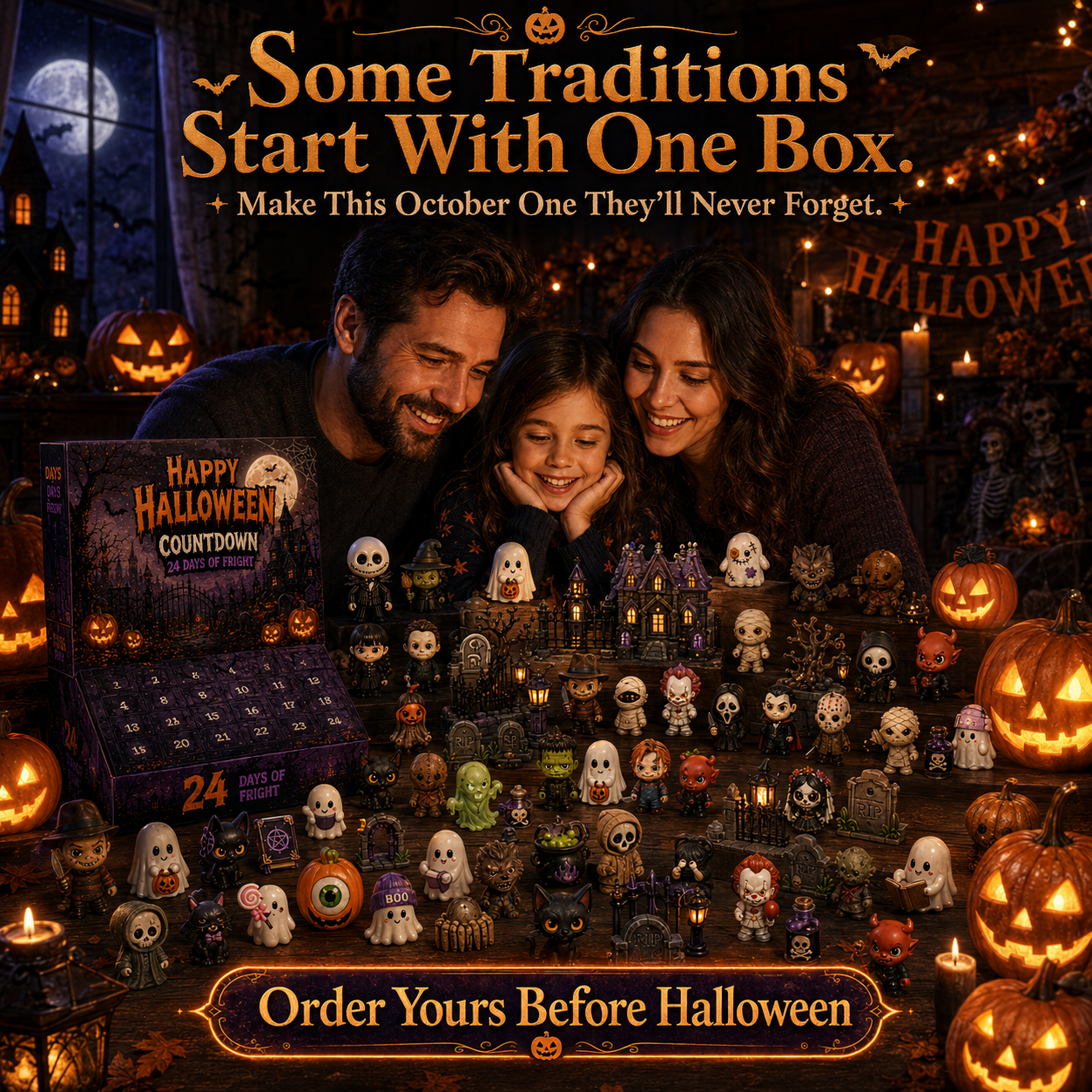 🔥Limited 50% OFF🎃 Halloween Countdown Blind Box | 👻 24 Days of Spooky Surprises 🕯️ One Mystery Figure Every Day ✨ Collect, Display & Celebrate Halloween Fun!