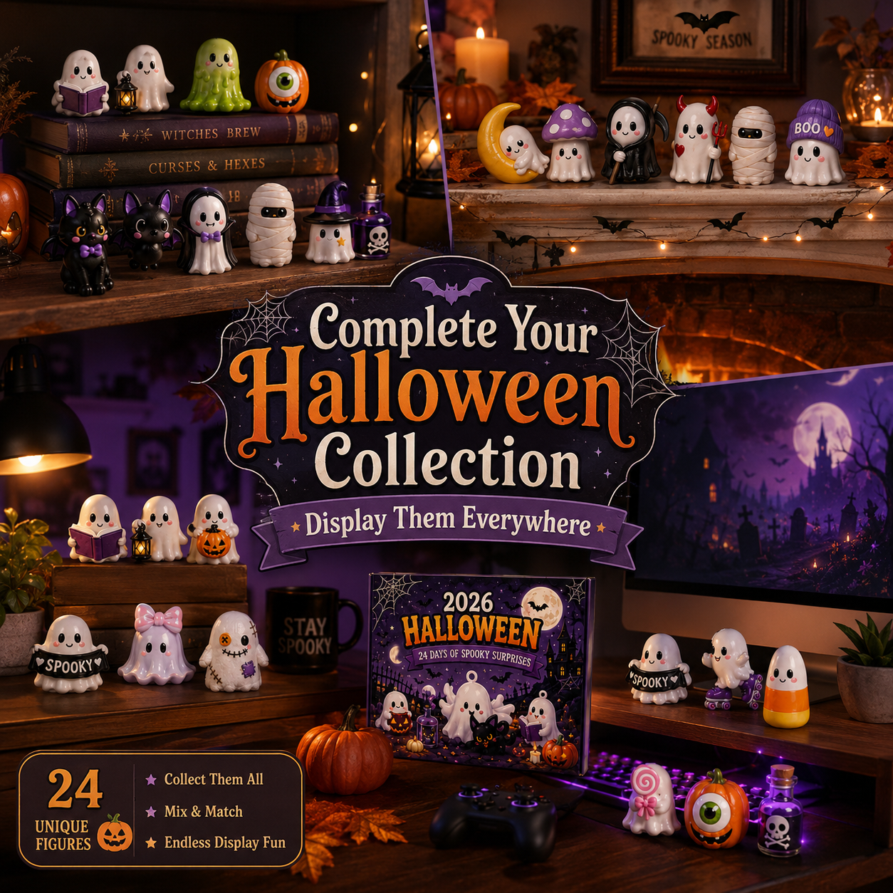 🔥Limited 50% OFF🎃 Halloween Countdown Blind Box | 👻 24 Days of Spooky Surprises 🕯️ One Mystery Figure Every Day ✨ Collect, Display & Celebrate Halloween Fun!