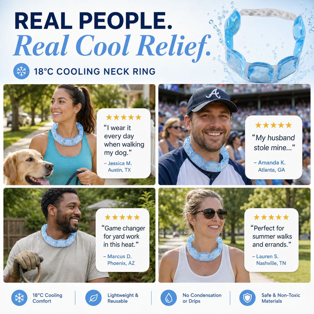 🔥 Limited 50% OFF Today! 💦 Family Cooling Neck Ring Set 🌊 Instant Chill Anywhere ✨ Reusable, Lightweight & No Charging Needed ❄️ Stay Cool All Summer Long!