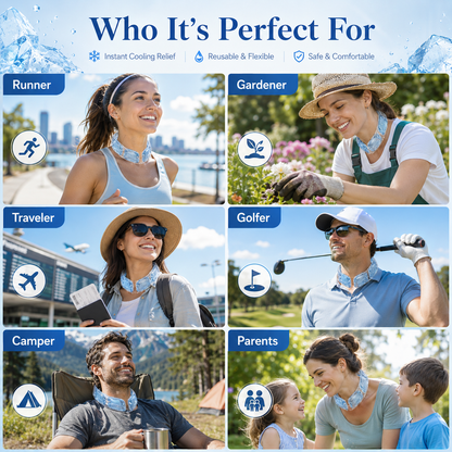 🔥 Limited 50% OFF Today! 💦 Family Cooling Neck Ring Set 🌊 Instant Chill Anywhere ✨ Reusable, Lightweight & No Charging Needed ❄️ Stay Cool All Summer Long!